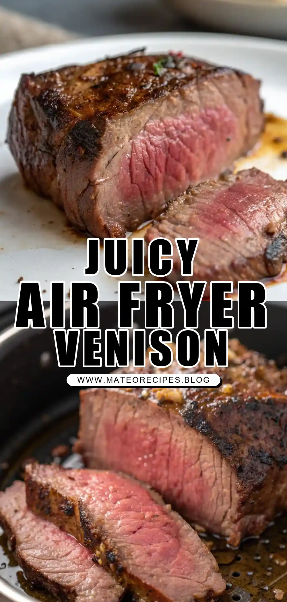 Pinterest pin 1 (Design 1) for Air Fryer Venison Steak