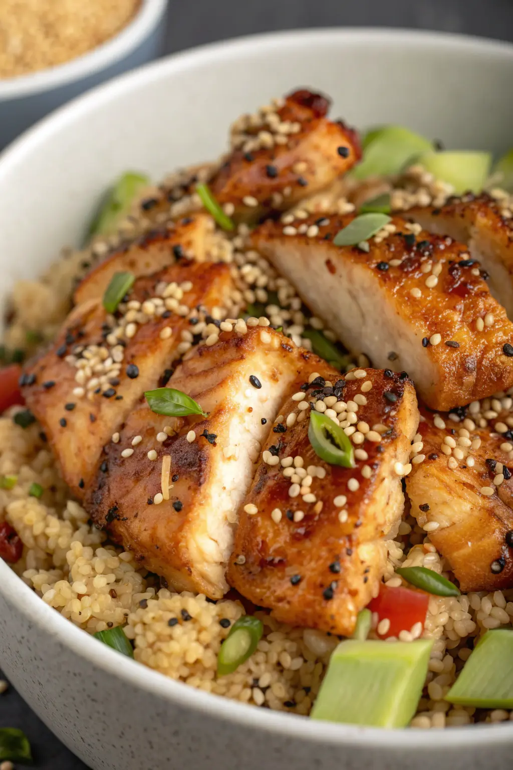 A delicious plate of Air Fryer Chicken Quinoa Seeds