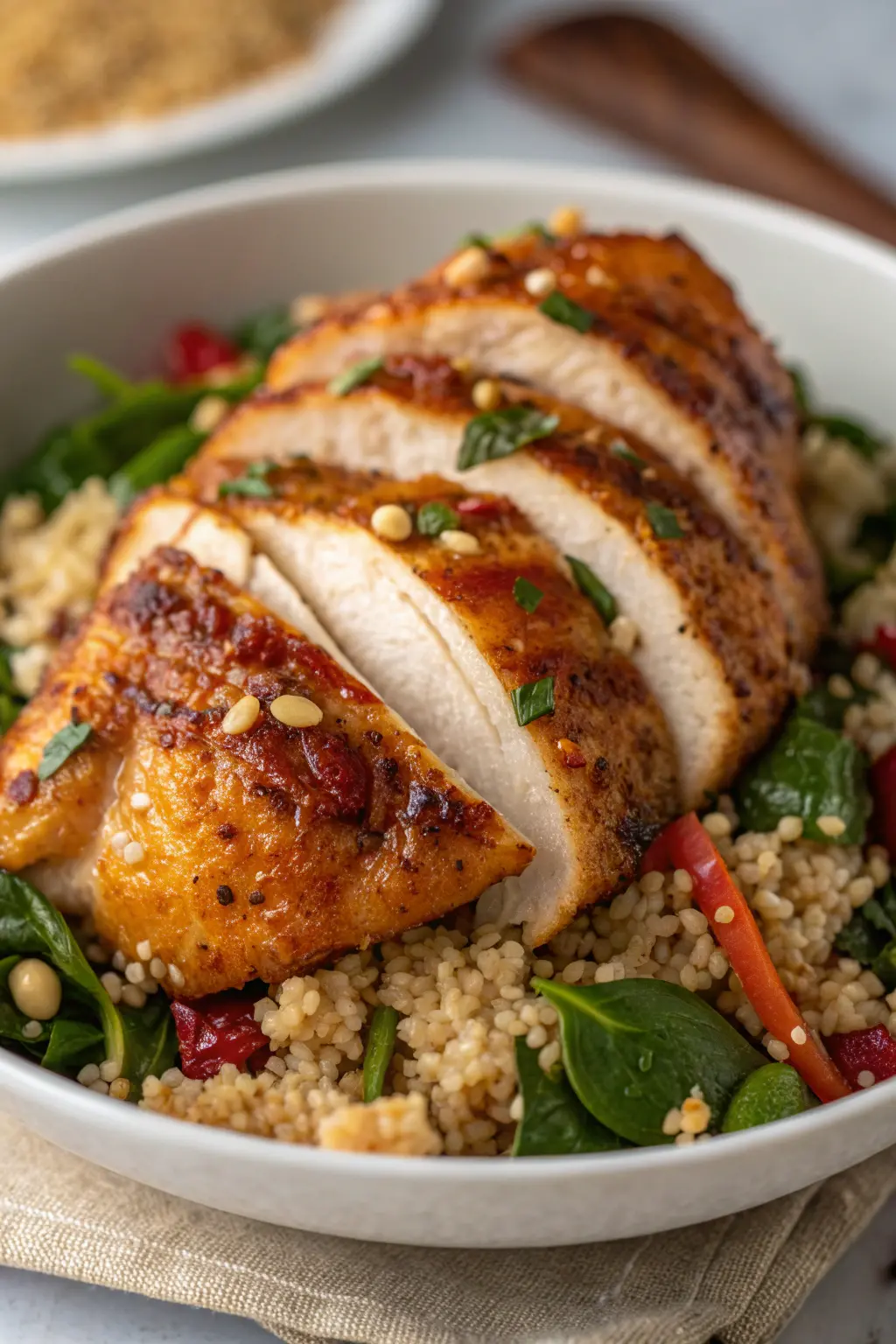 A delicious plate of Air Fryer Chicken Amaranth