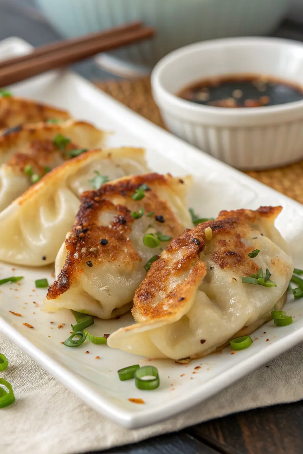 A delicious plate of Air Fryer Chicken Gyoza