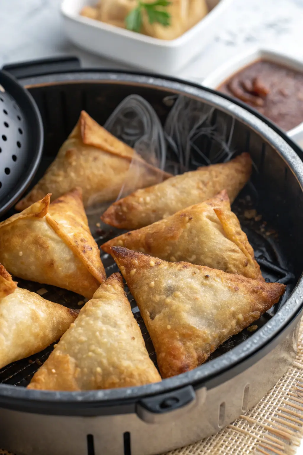A delicious plate of Air Fryer Chicken Samosas