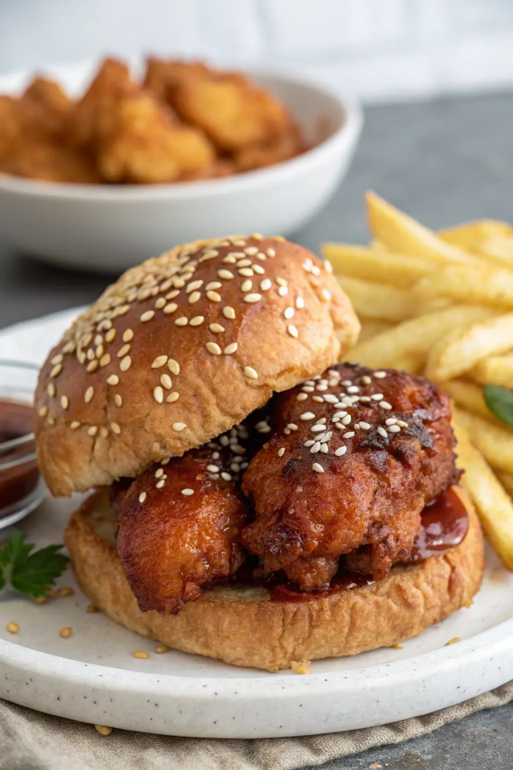 A delicious plate of Air Fryer Chicken Sesame Seeds