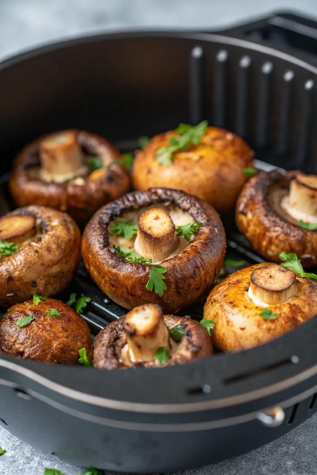 A delicious plate of Air Fryer Mushrooms