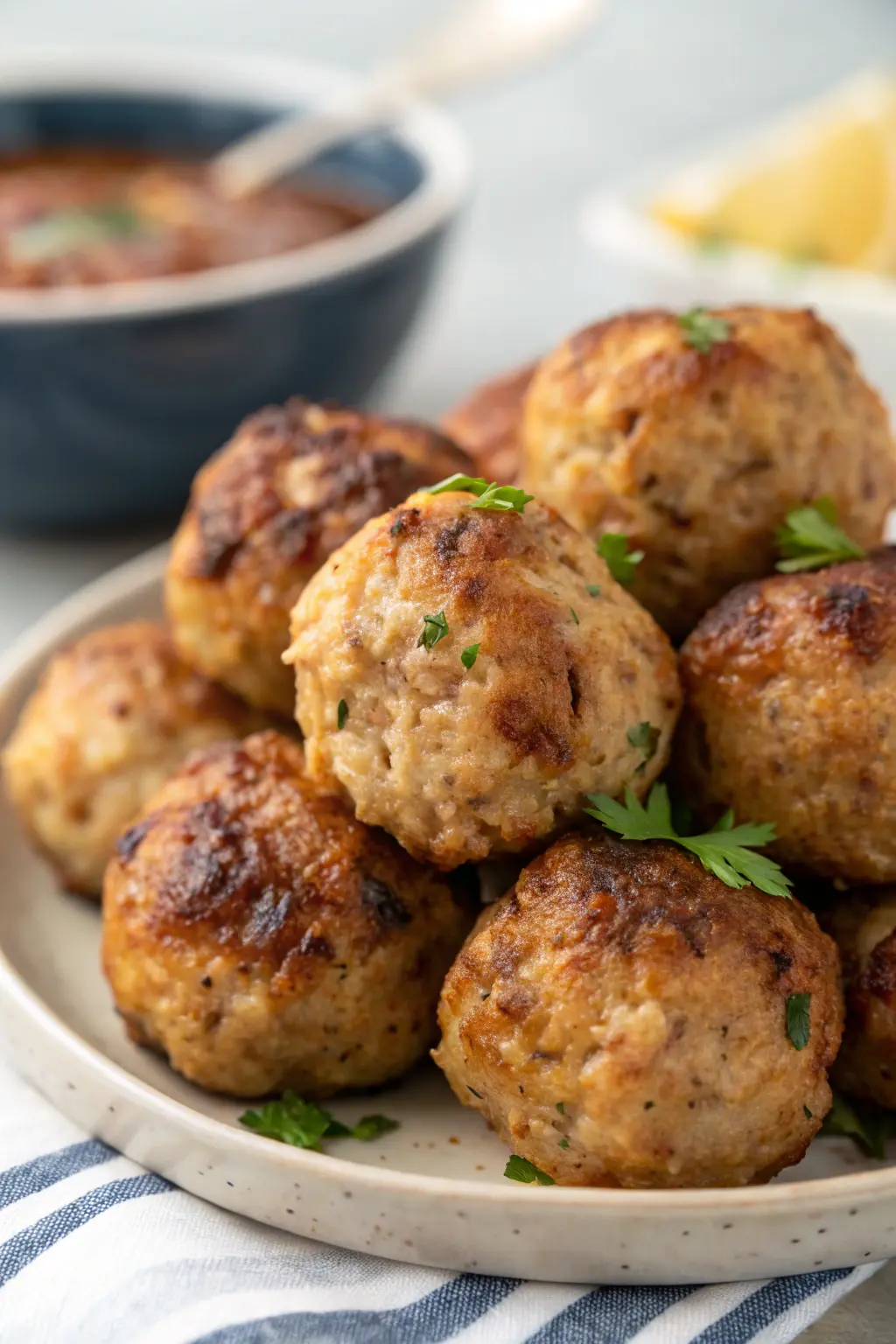 A delicious plate of Air Fryer Chicken Meatballs