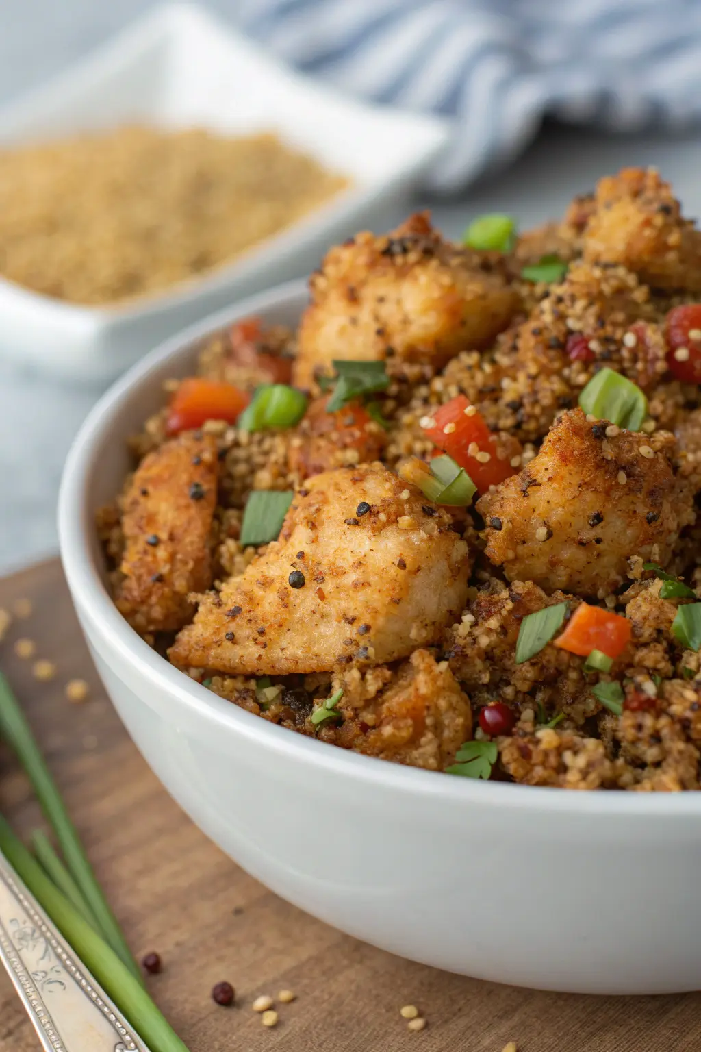A delicious plate of Air Fryer Chicken Quinoa Seeds