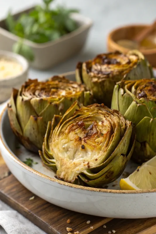 A delicious plate of Air Fryer Artichokes