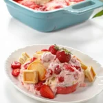 A delicious plate of strawberry banana pudding dessert