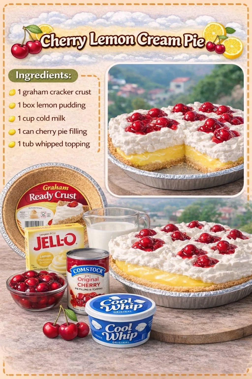 Cherry Lemon Cream Pie