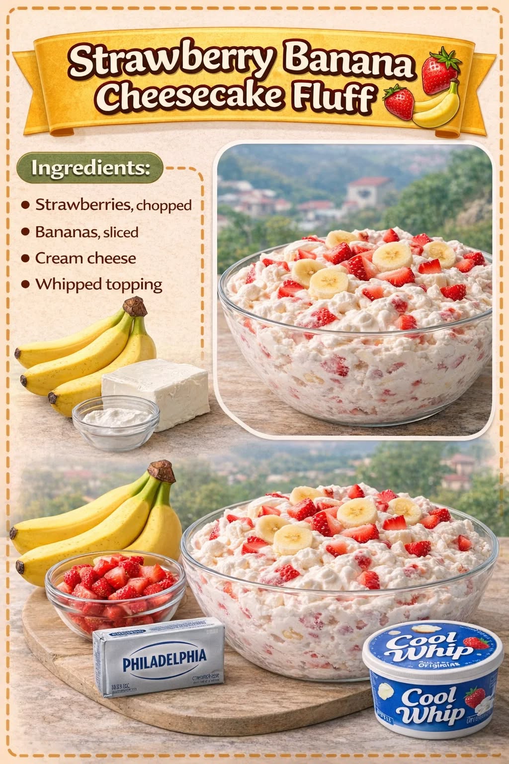 Strawberry Banana Cheesecake Fluff