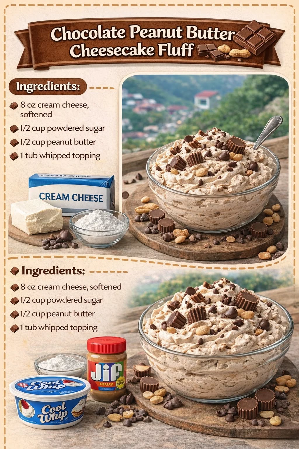 Chocolate Peanut Butter Cheesecake Fluff