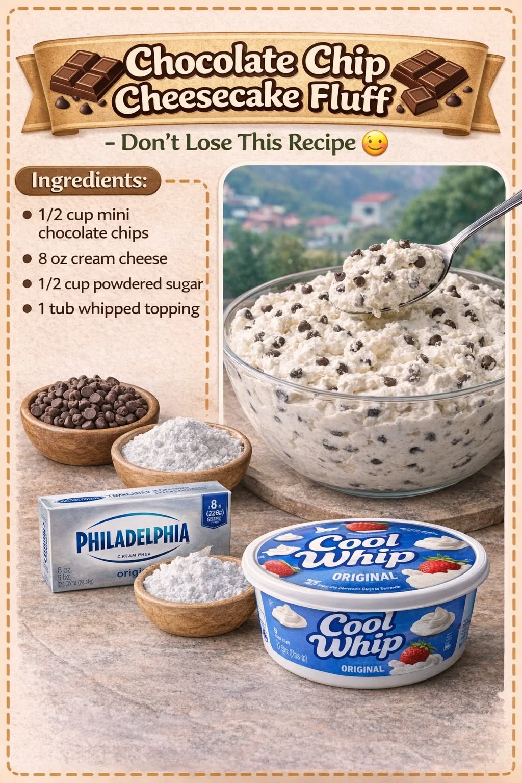 Chocolate Chip Cheesecake Fluff