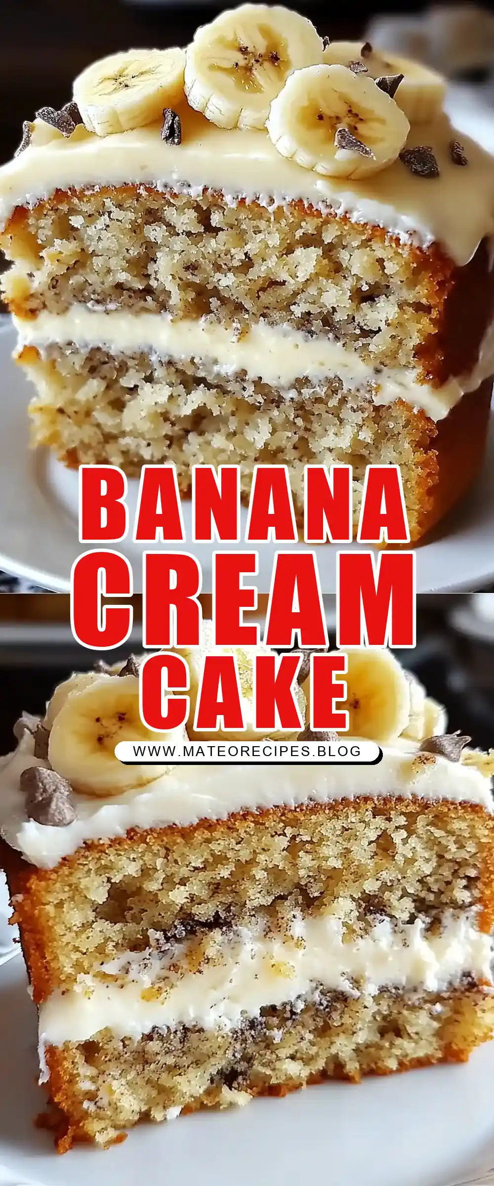 Pinterest pin (Design 1) for Banana Bread Cake with Cream Cheese Frosting 🍌🍰🧁