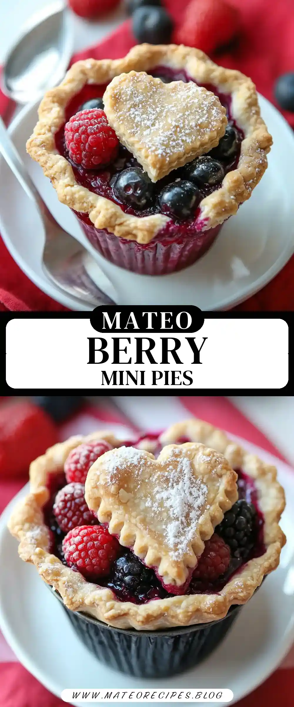 Pinterest pin (Design 3) for Mixed Berry Mini Pies