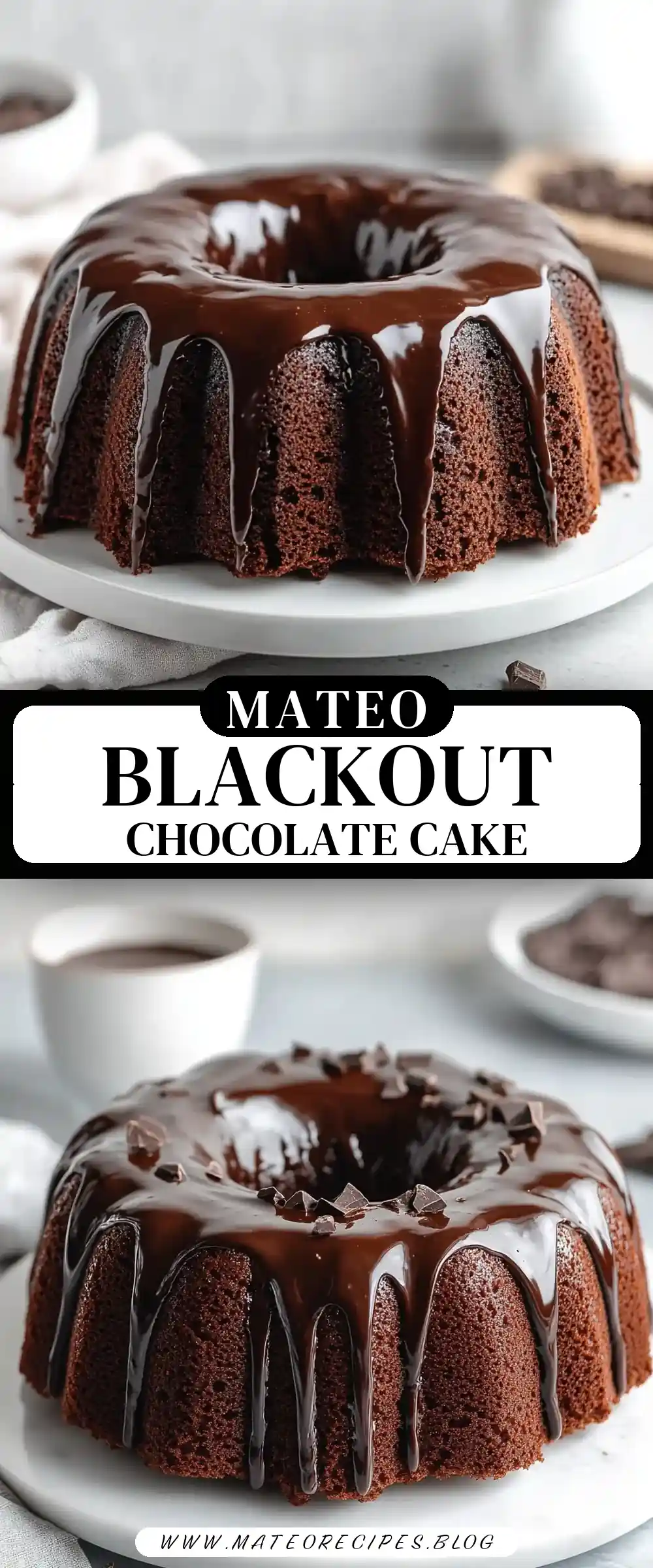 Pinterest pin (Design 3) for Blackout Chocolate Bundt Cake with Chocolate Ganache Glaze