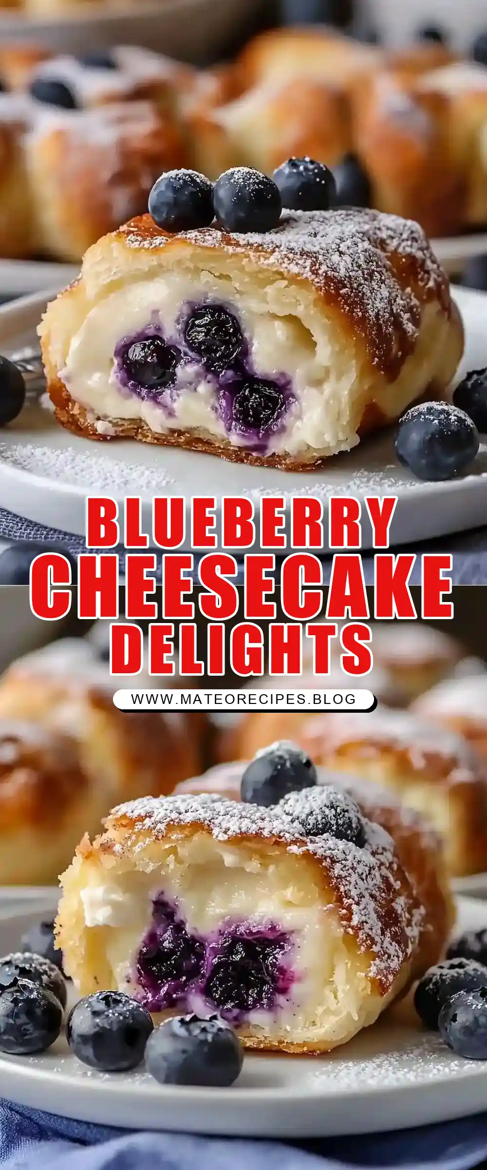 Pinterest pin (Design 1) for Blueberry Cheesecake Rolls