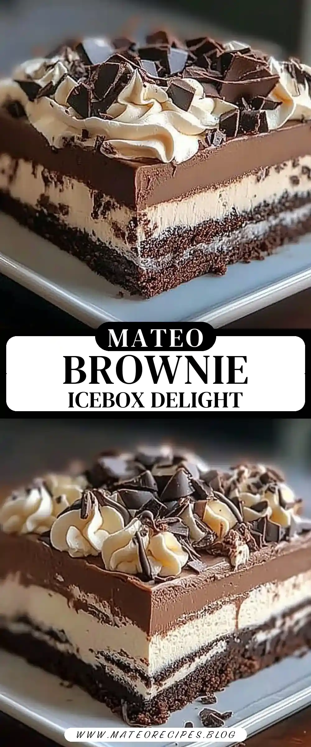 Pinterest pin (Design 3) for Brownie Refrigerator Cake