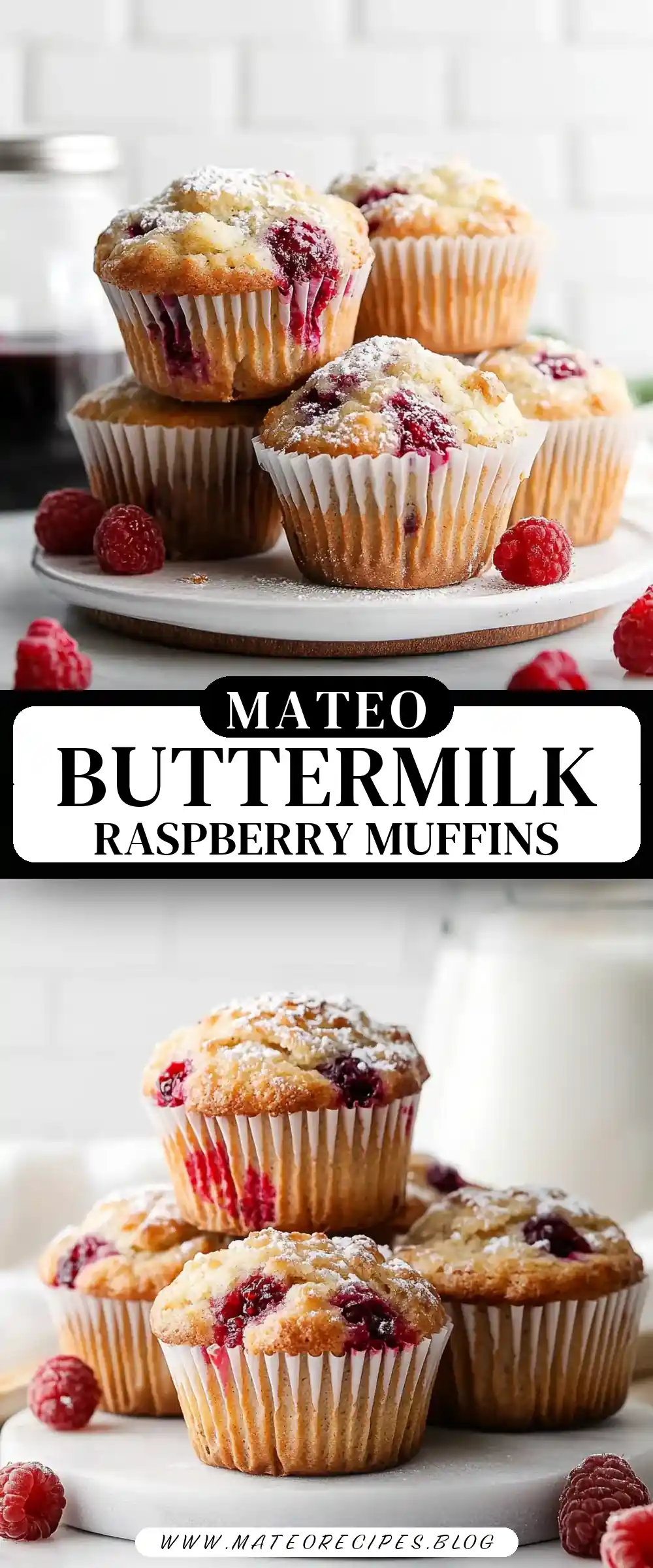 Pinterest pin (Design 3) for Buttermilk Raspberry Muffins
