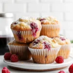 A delicious plate of Buttermilk Raspberry Muffins