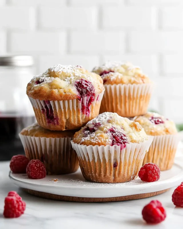 A delicious plate of Buttermilk Raspberry Muffins
