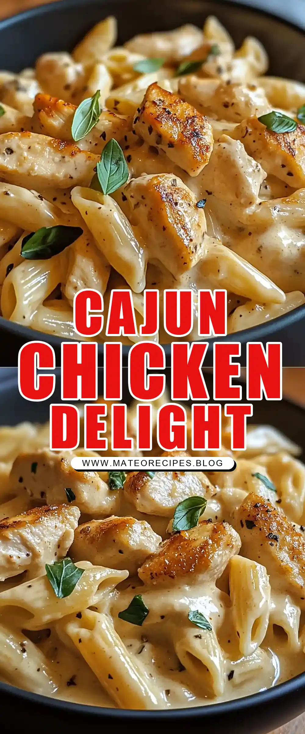 Pinterest pin (Design 1) for Creamy Cajun Chicken Pasta