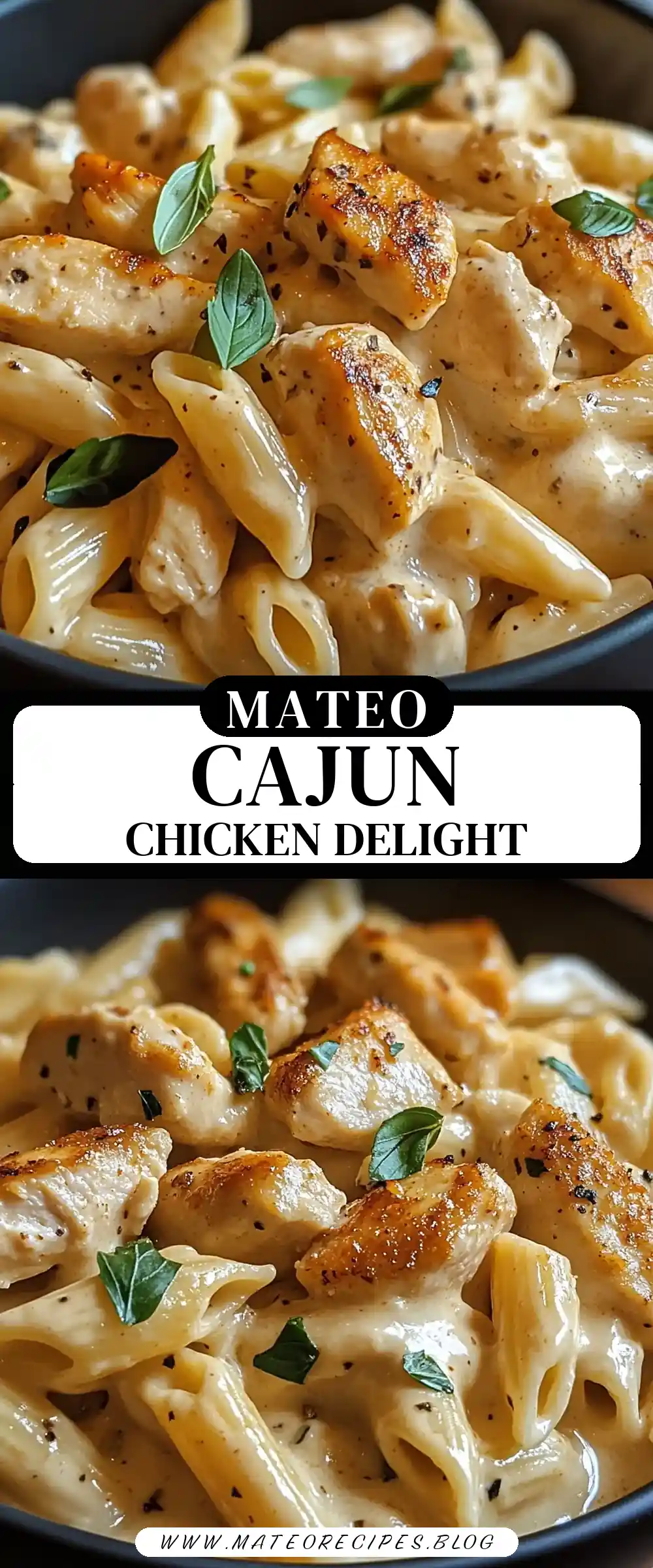 Pinterest pin (Design 3) for Creamy Cajun Chicken Pasta