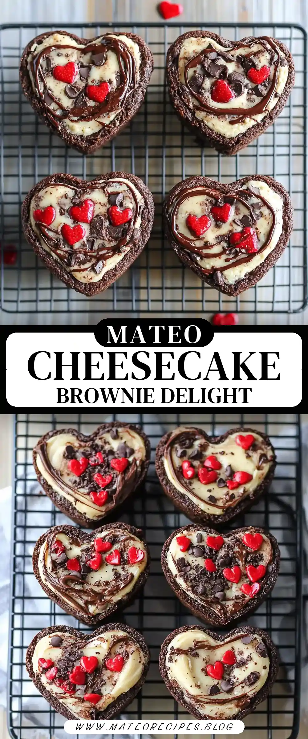 Pinterest pin (Design 3) for Cheesecake Brownie Hearts