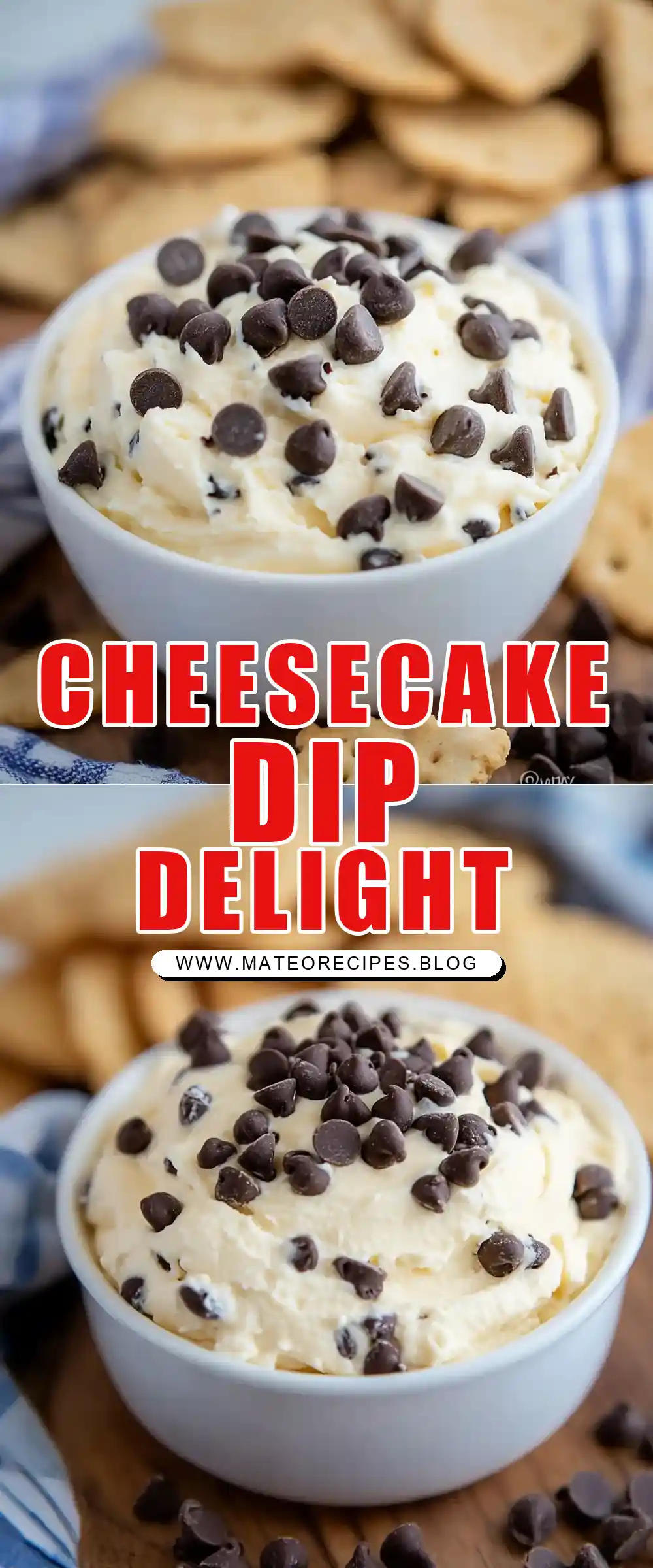 Pinterest pin (Design 1) for Chocolate Chip Cheesecake Dip