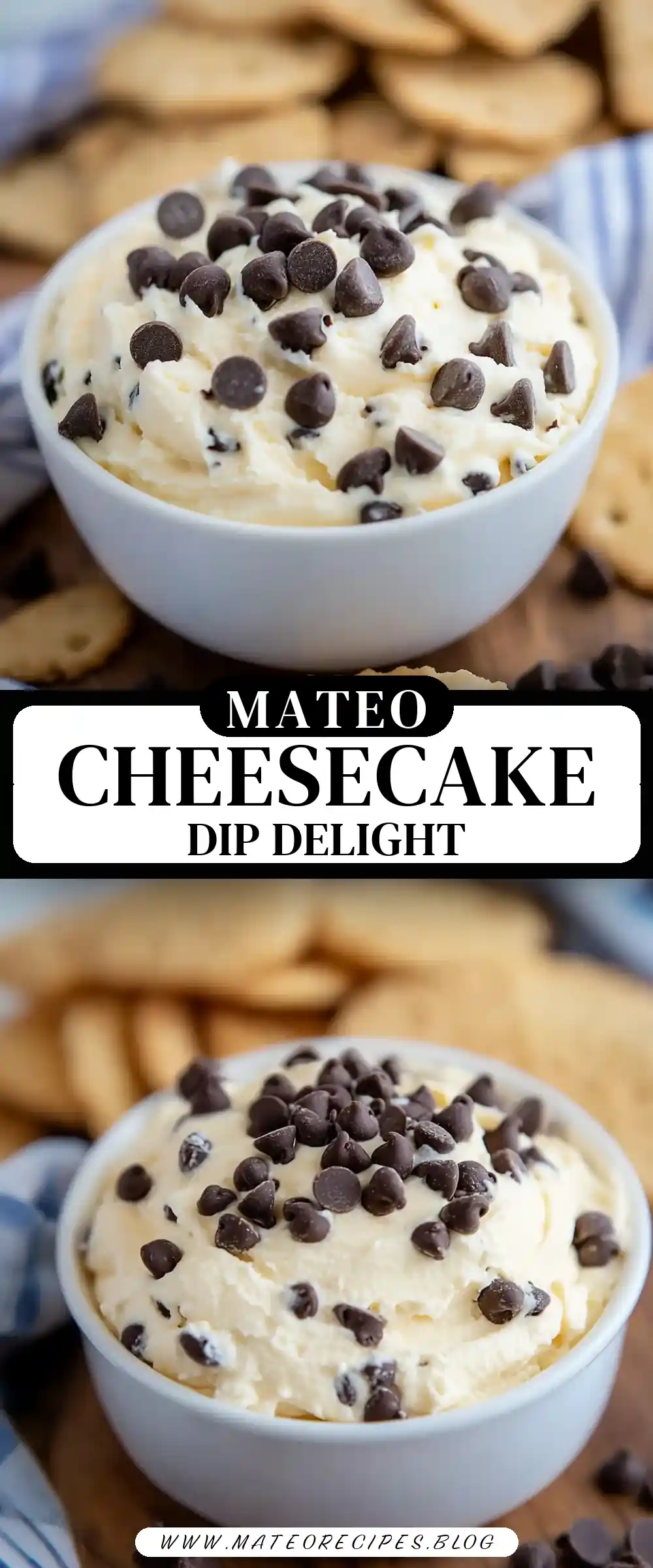 Pinterest pin (Design 3) for Chocolate Chip Cheesecake Dip