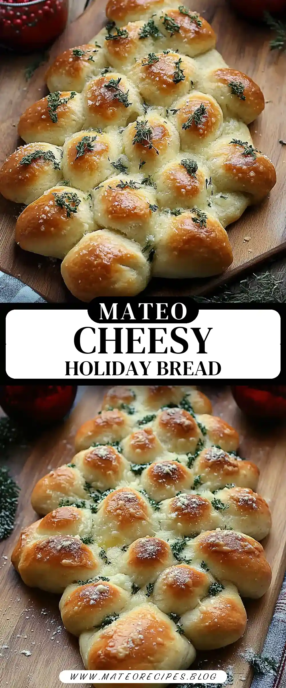 Pinterest pin (Design 3) for Cheesy Christmas Tree Bread