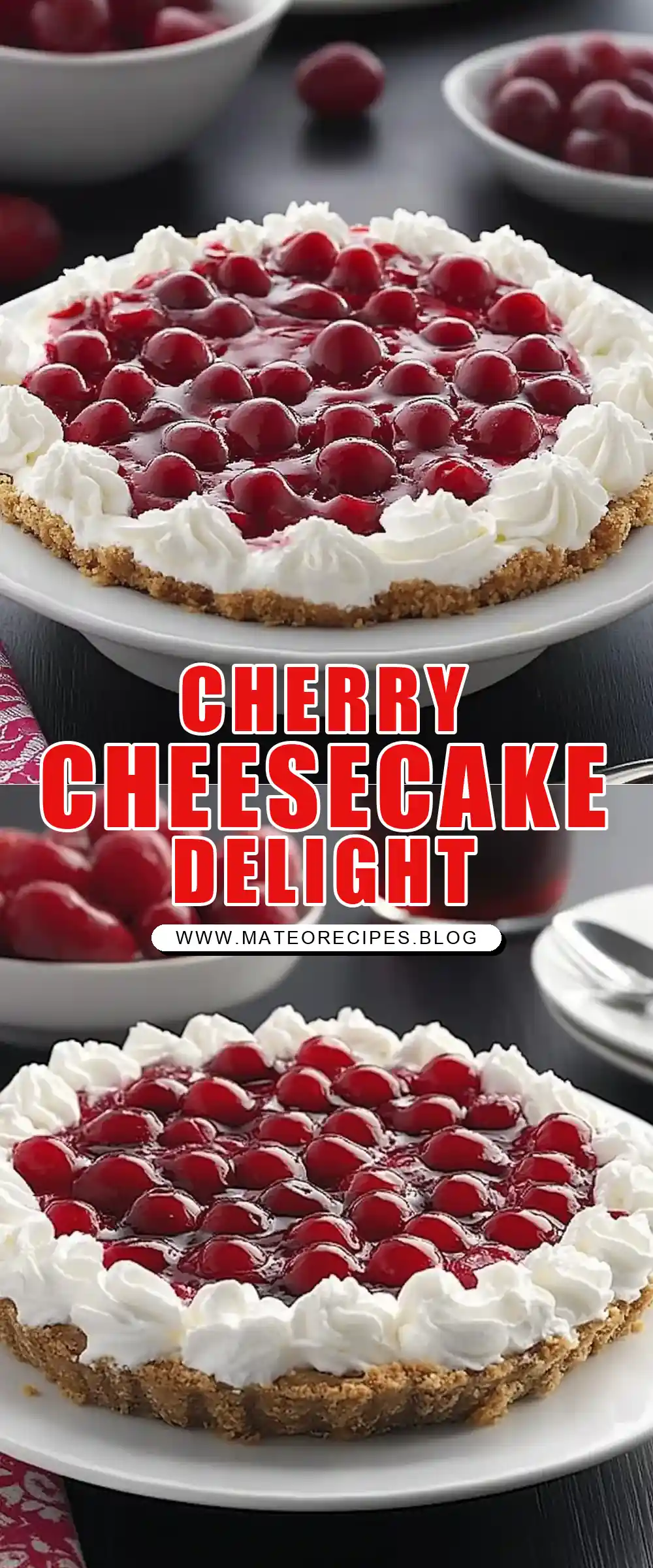 Pinterest pin (Design 1) for Cherry Cheesecake Cream Pie 🍒