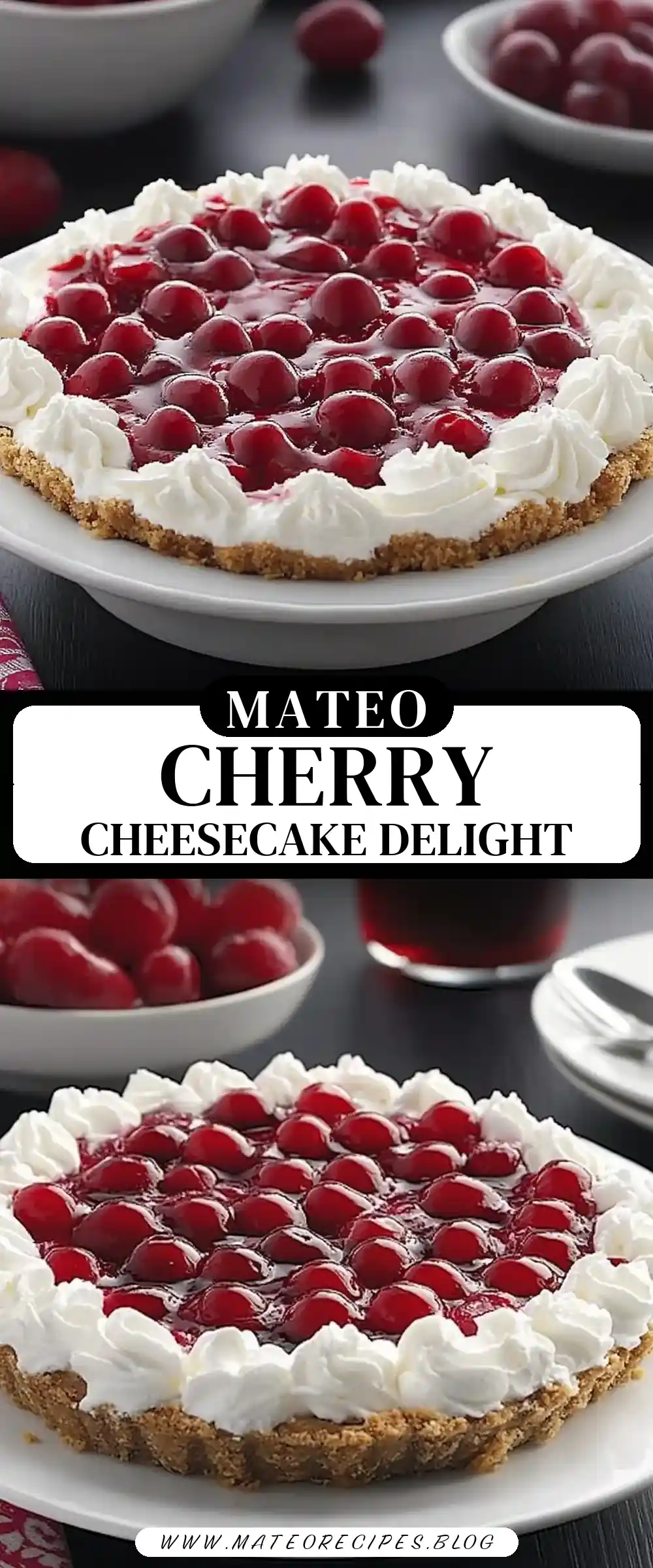 Pinterest pin (Design 3) for Cherry Cheesecake Cream Pie 🍒