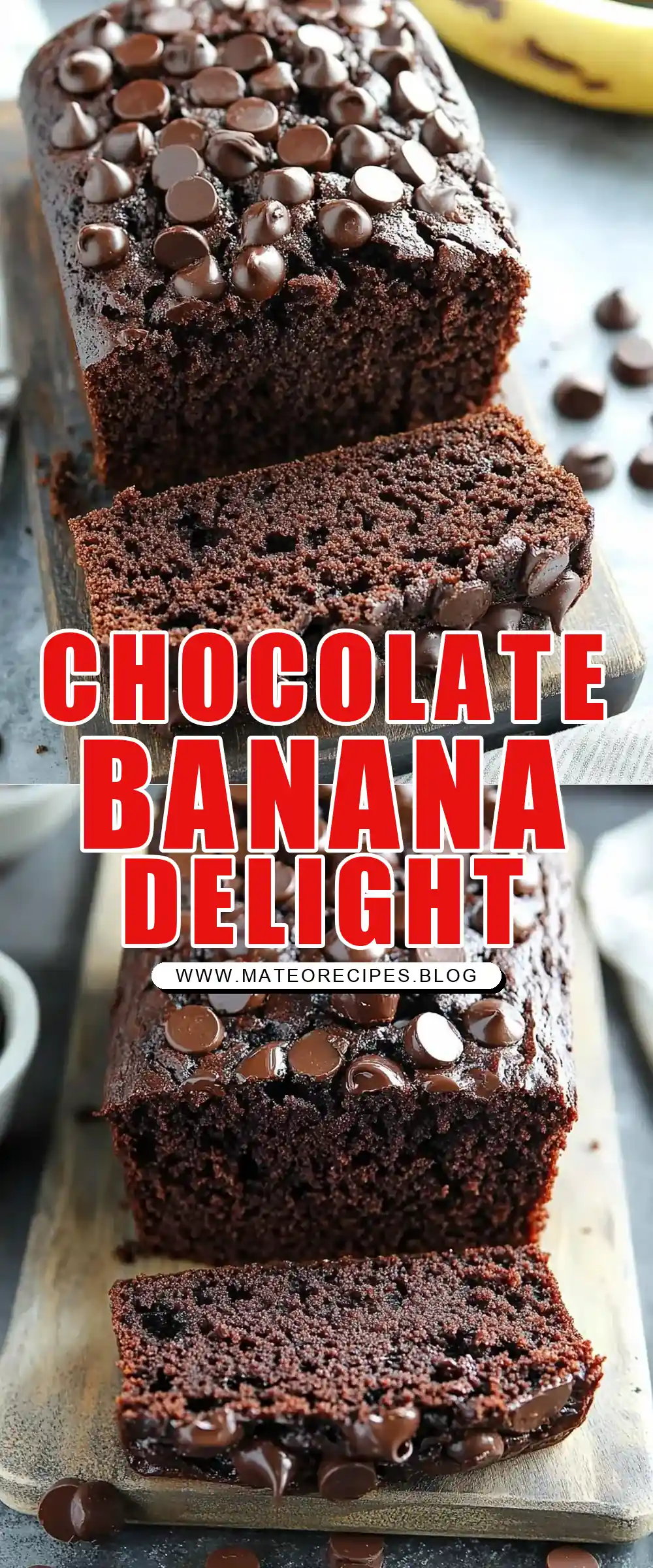 Pinterest pin (Design 1) for Chocolate Banana Bread