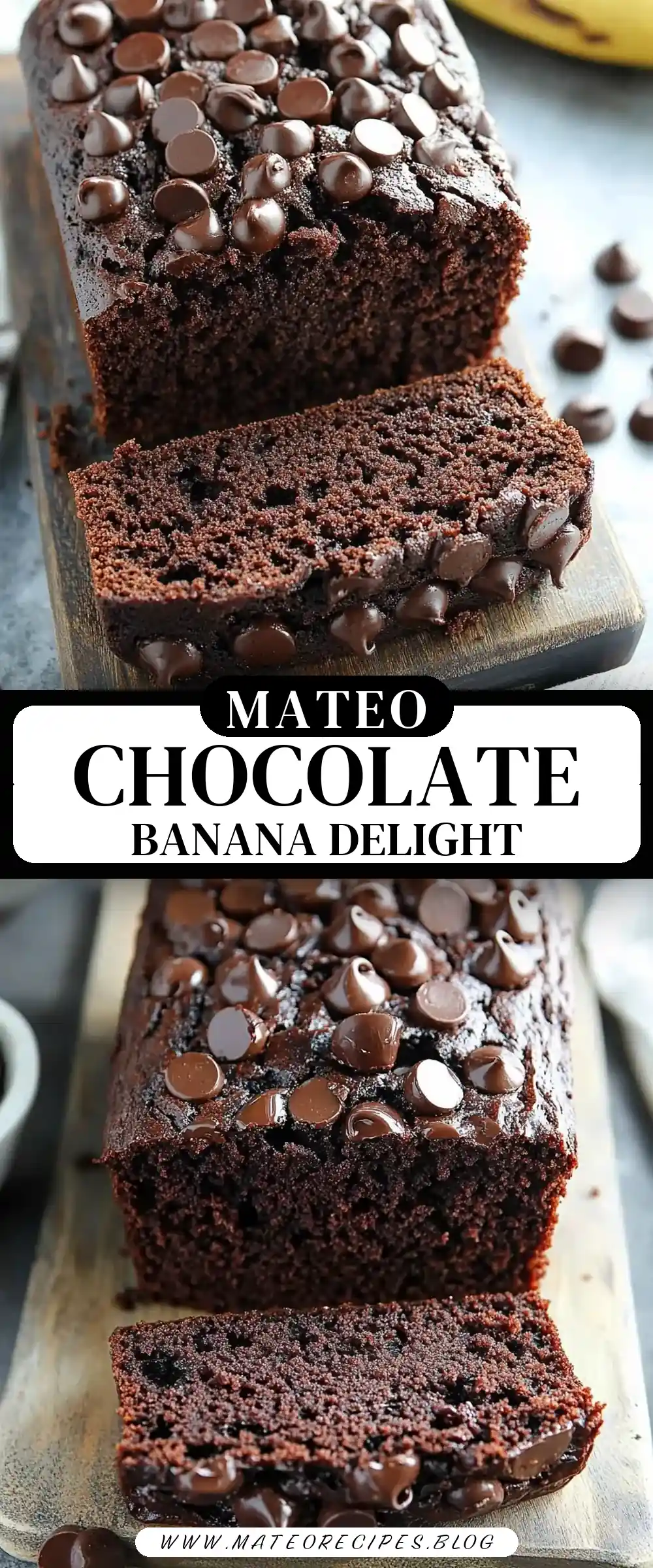 Pinterest pin (Design 3) for Chocolate Banana Bread