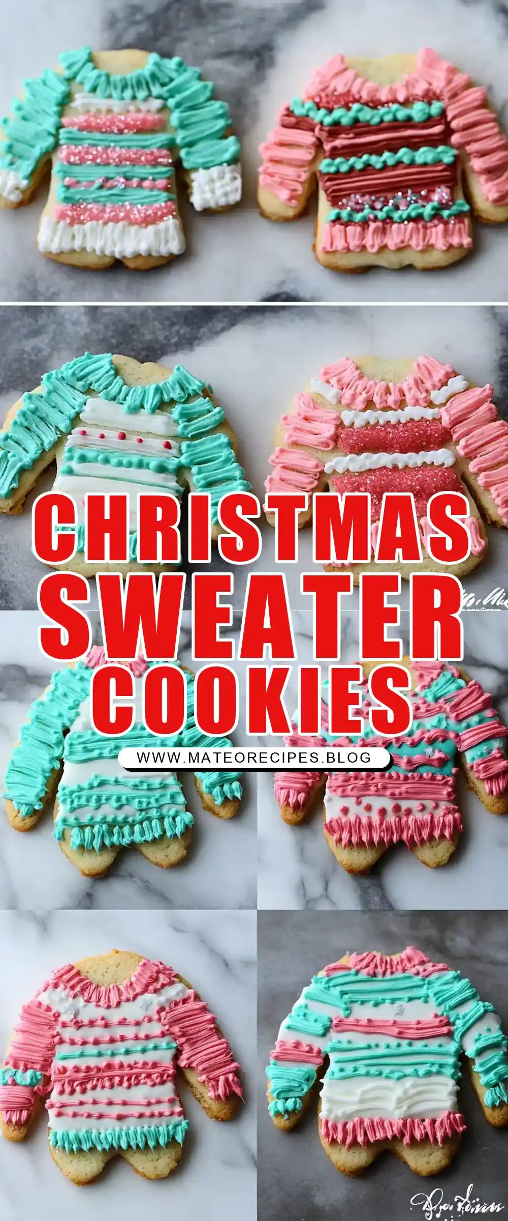 Pinterest pin (Design 1) for Ugly Christmas Sweater Cookies