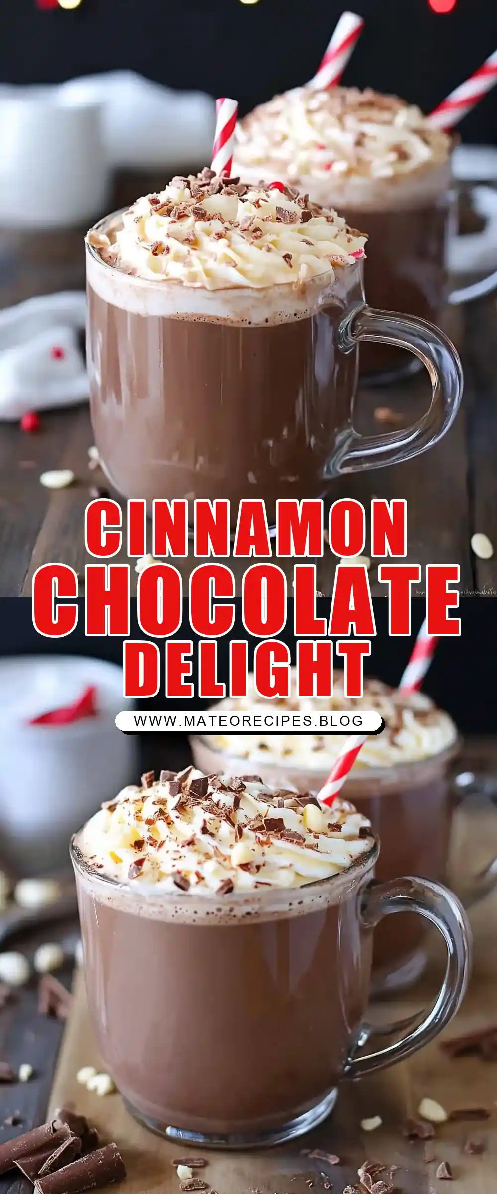 Pinterest pin (Design 1) for Cinnamon Roll Hot Chocolate
