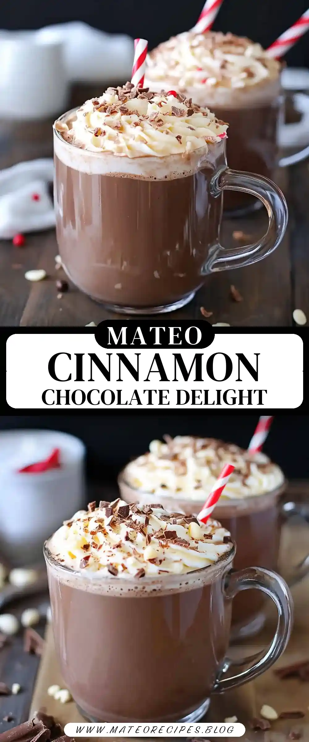 Pinterest pin (Design 3) for Cinnamon Roll Hot Chocolate