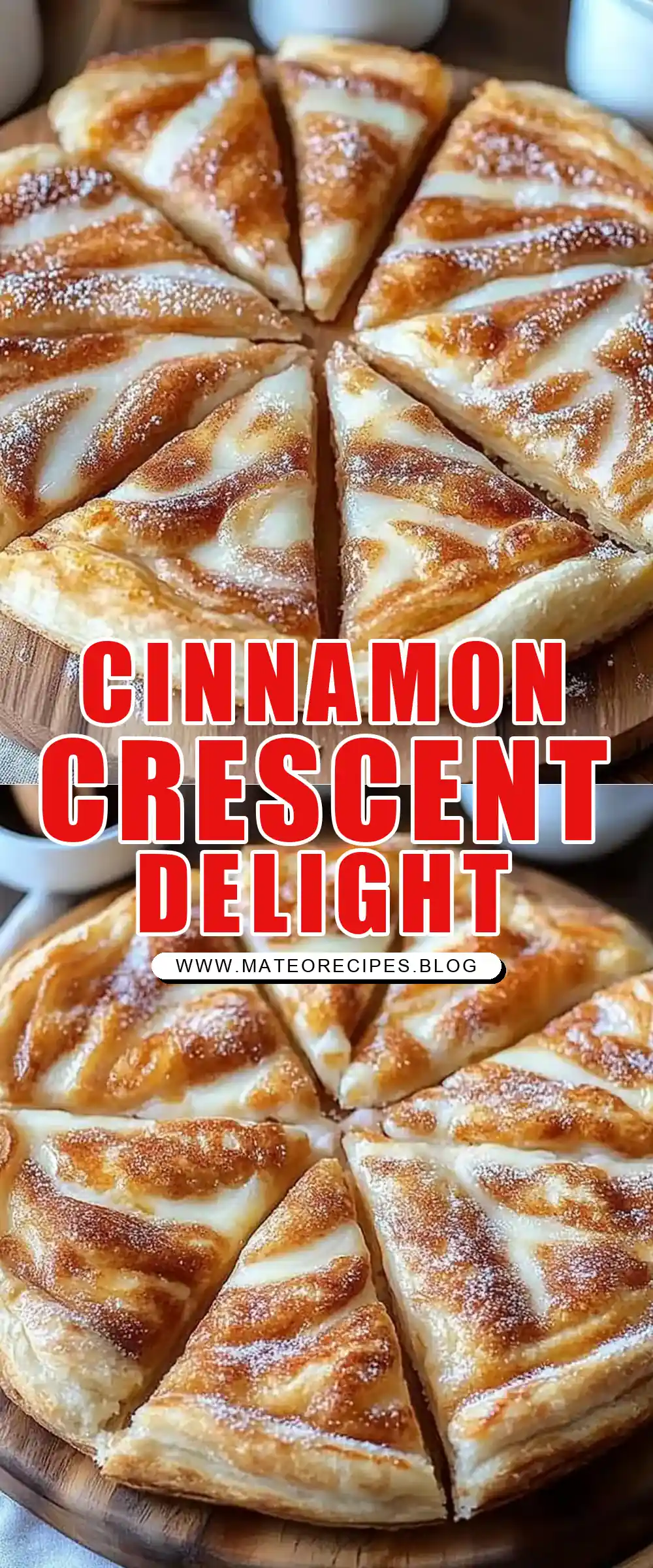 Pinterest pin (Design 1) for Cinnamon-Sugar Pizza made with Crescent Rolls 🍕😋