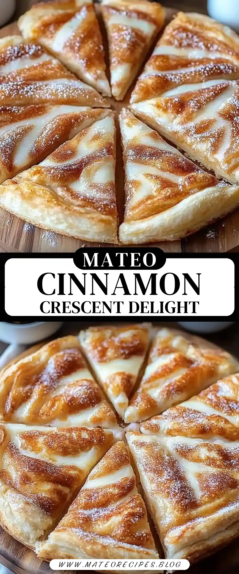 Pinterest pin (Design 3) for Cinnamon-Sugar Pizza made with Crescent Rolls 🍕😋