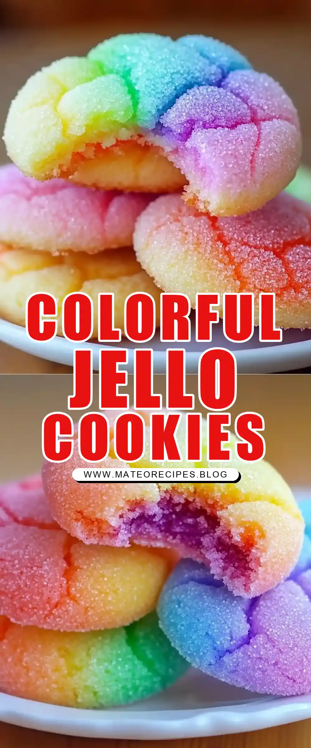 Pinterest pin (Design 1) for Jello Sugar Cookies – Soft, Chewy & Colorful Treats