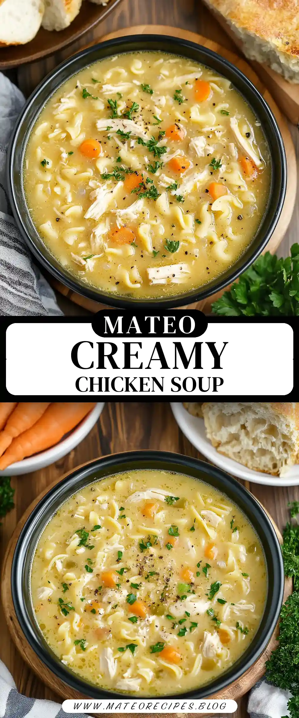 Pinterest pin (Design 3) for Crockpot Creamy Chicken Noodle Soup