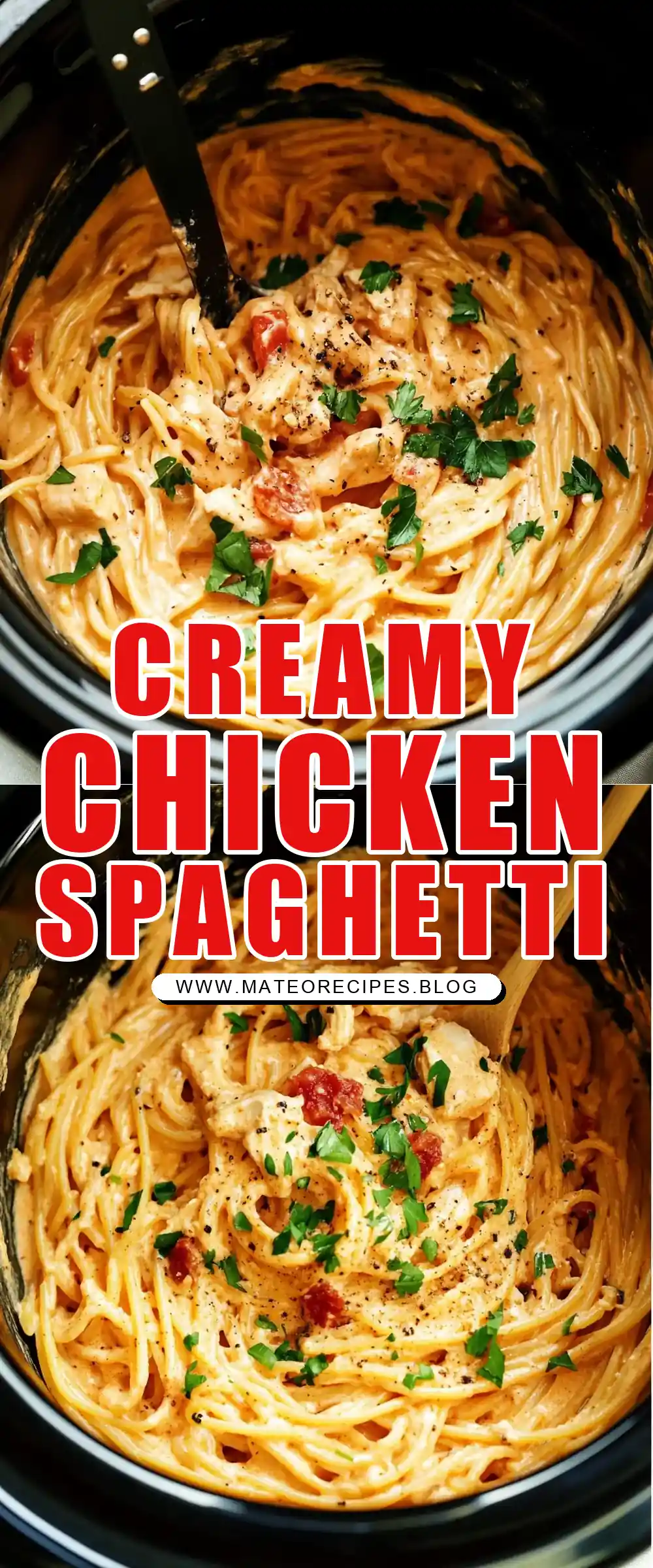 Pinterest pin (Design 1) for Creamy Crockpot Chicken Spaghetti ππ Recipe