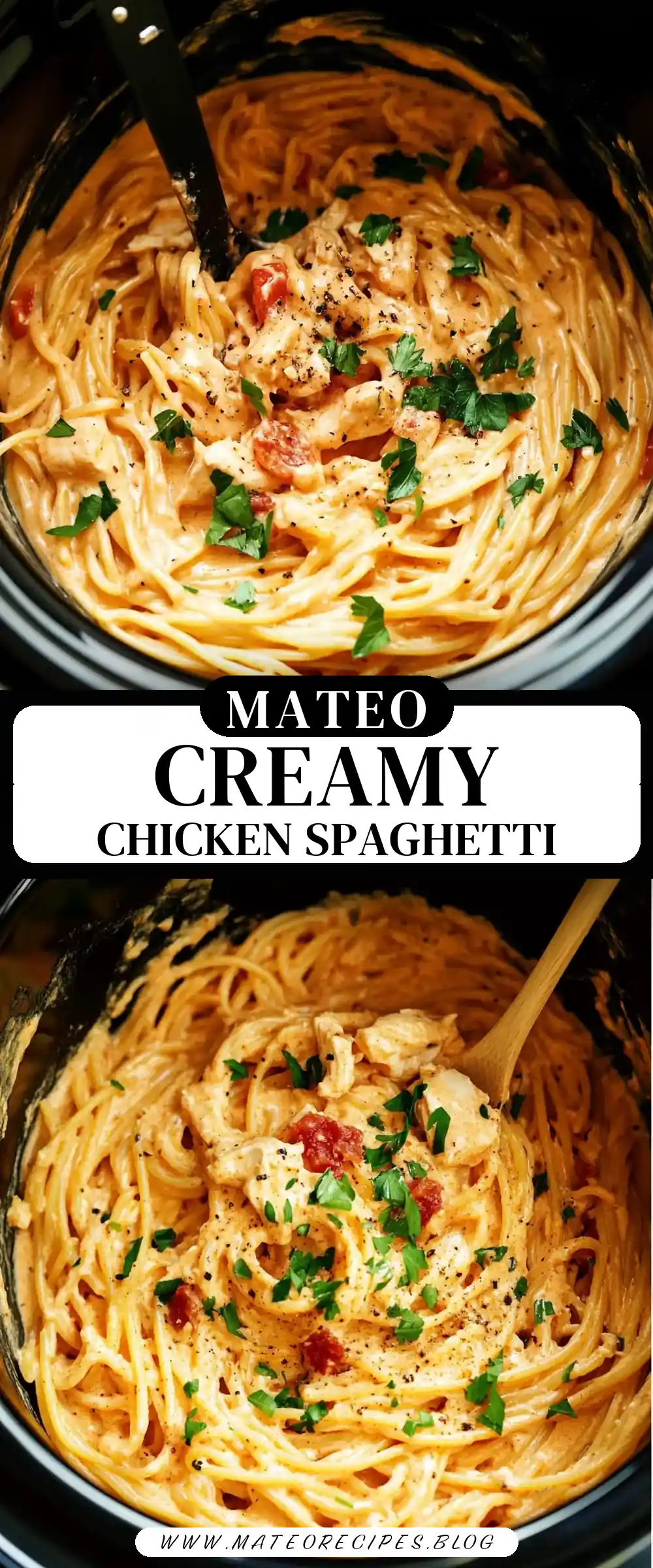 Pinterest pin (Design 3) for Creamy Crockpot Chicken Spaghetti ππ Recipe