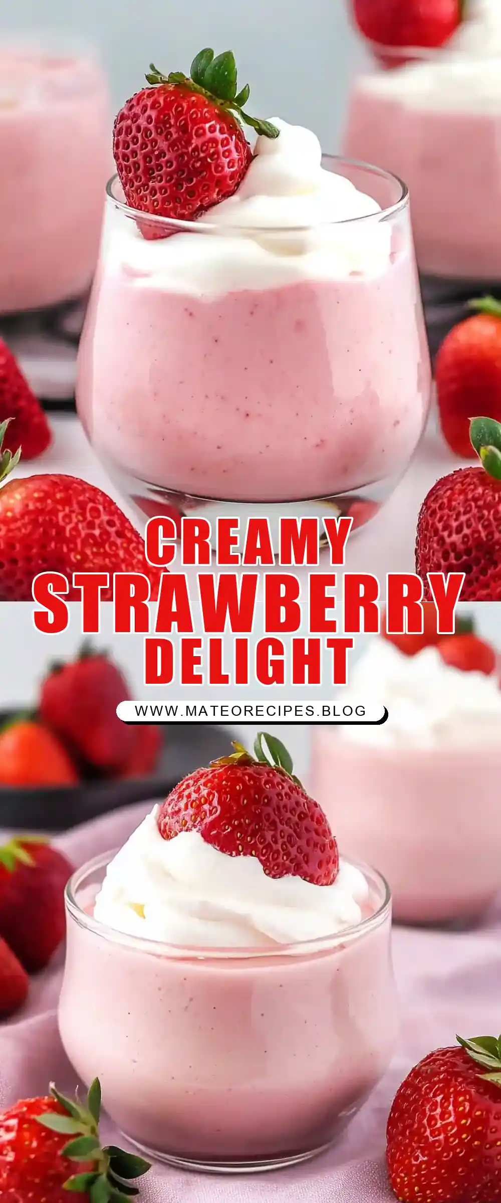 Pinterest pin (Design 1) for Strawberry Mousse