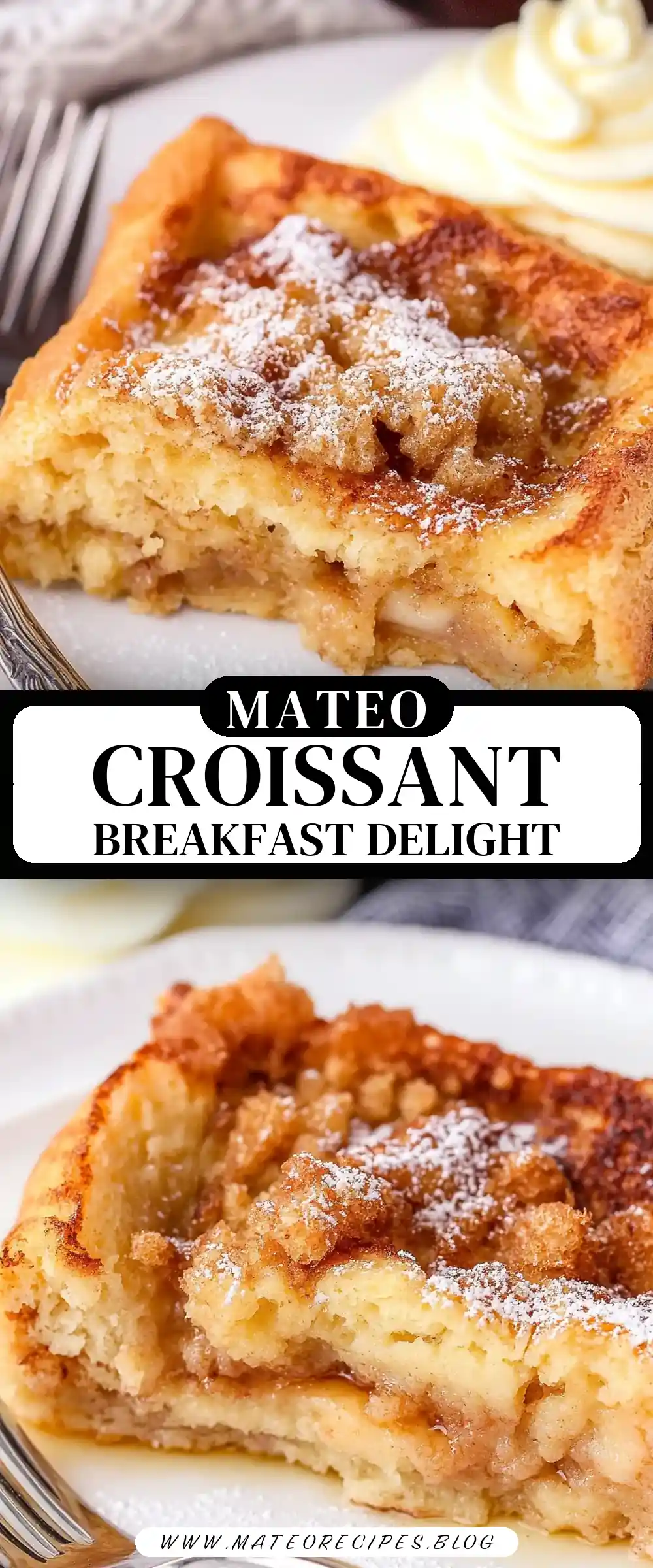 Pinterest pin (Design 3) for Croissant French Toast