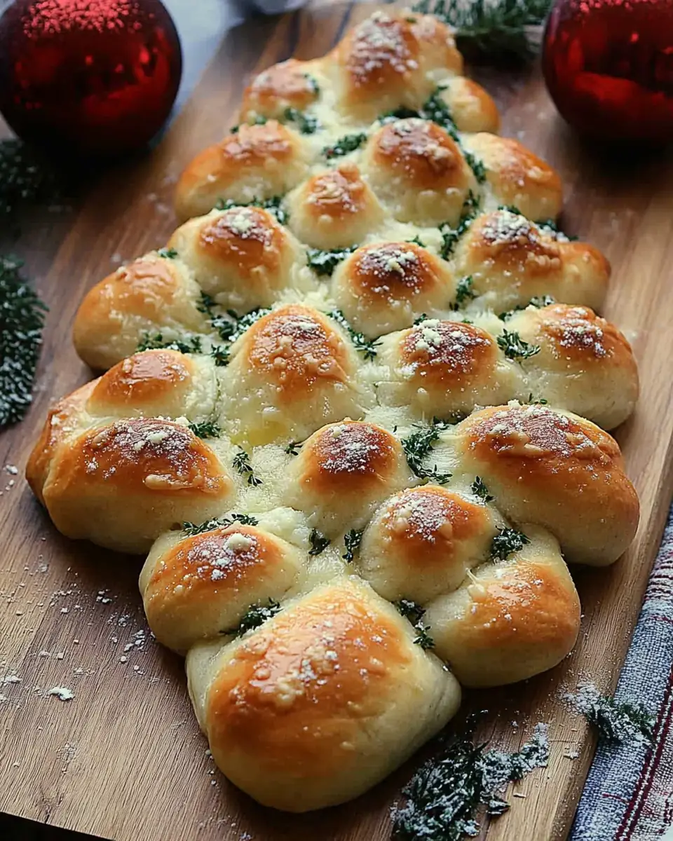 A delicious plate of Cheesy Christmas Tree Bread