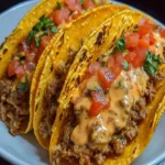 A delicious plate of Cheesy Rotel Beef Tacos