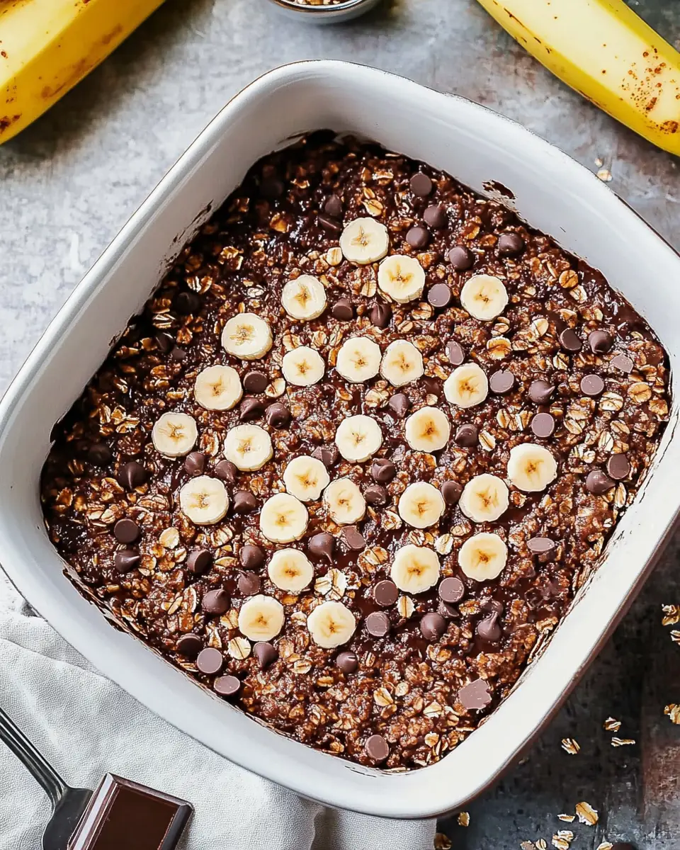 A delicious plate of Chocolate Banana Baked Oatmeal
