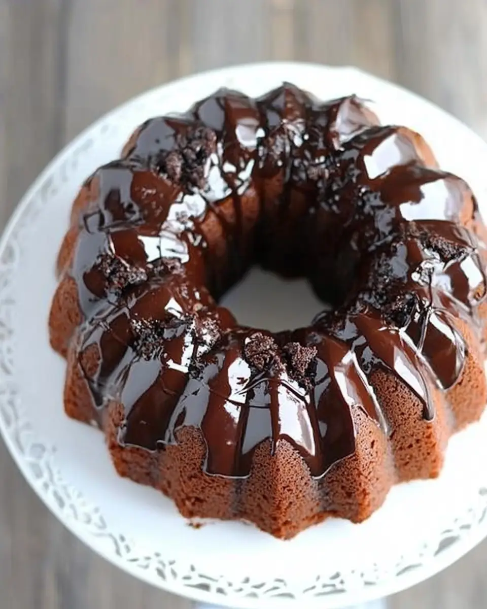 A delicious plate of Chocolate Sour Cream Bundt Cake
