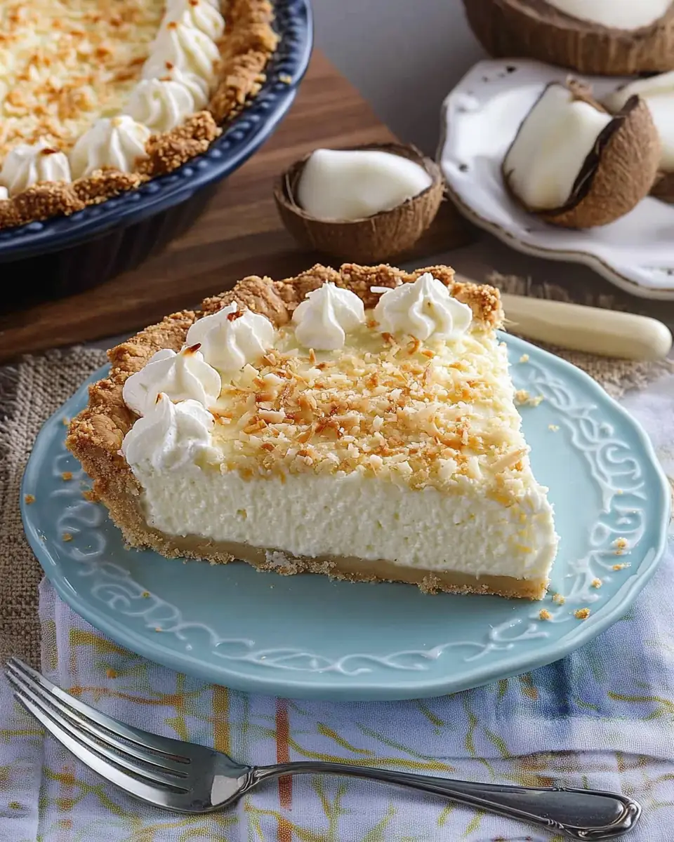 A delicious plate of Coconut Cream Cheese Pie 🥥
