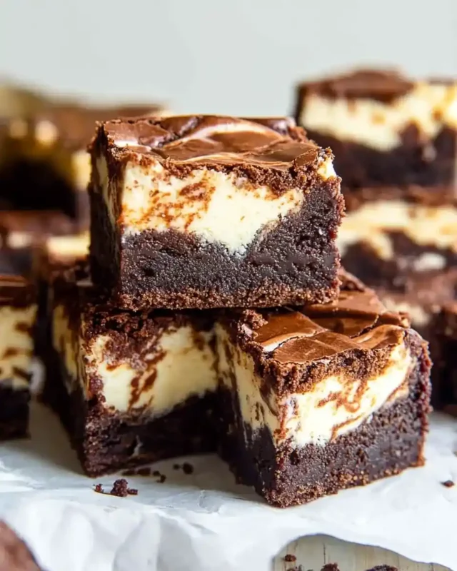 A delicious plate of Cream Cheese Brownies
